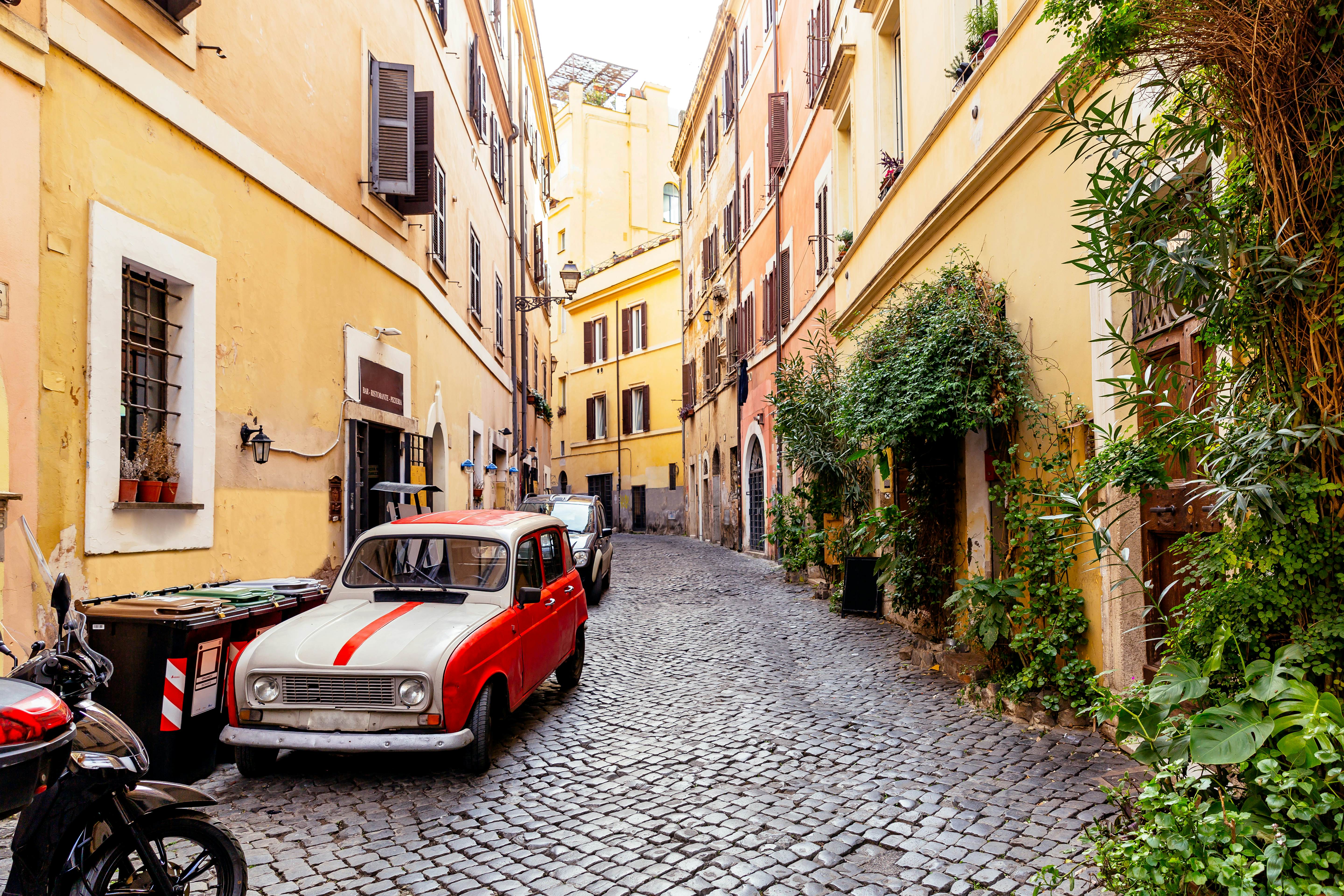 Italy S 6 Best Road Trips Lonely Planet   Vintage Car Trastevere Rome 